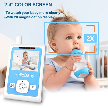 Baby Monitor- HB26 Video Baby Monitor with 2.4 Inch Screen, Night Vision, Temperature Sensor, VOX Mode, One-Way Talk