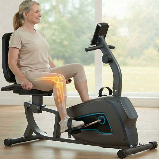 Exercise Bike Indoor Recumbent Exercise Bike Stationary with Adjustable Seat and 8 Resistance Level Seat Height Adjustment