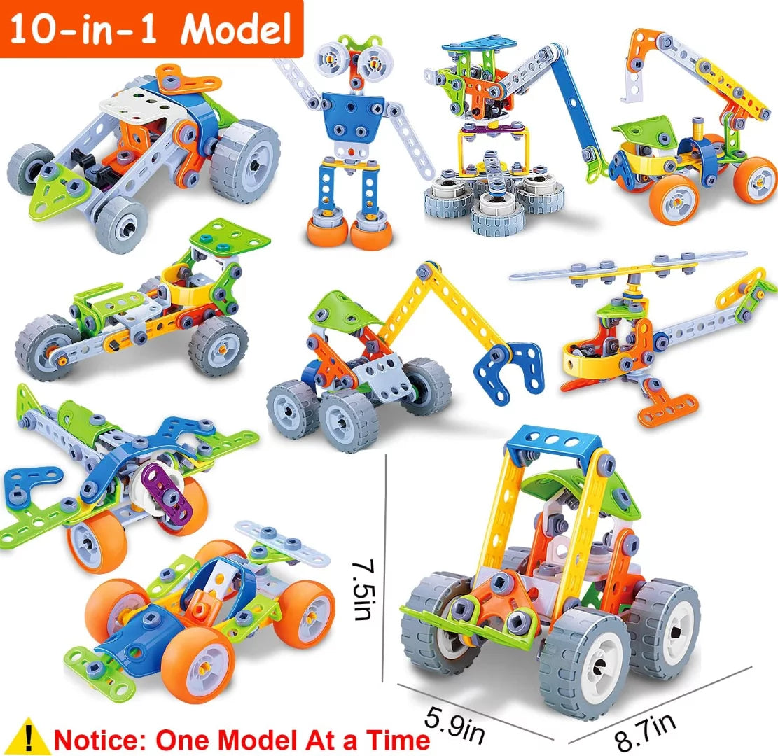 10 in 1 STEM Toys for 5 6 7 8+ Year Old Boy Birthday Gifts Building Toys for Kids Ages 4-8 Educational Stem Activities for Boys 4-6 8-10 Construction Creative Games Christmas Idea Gift