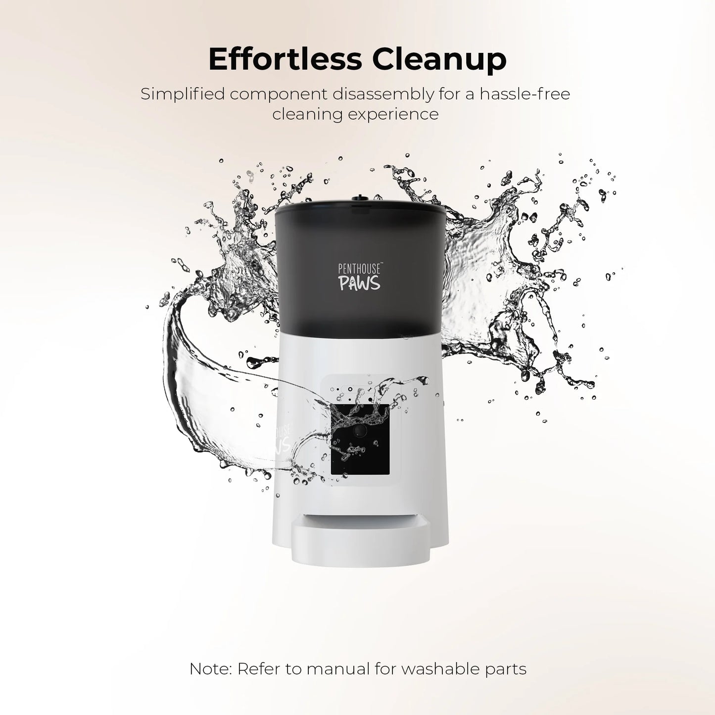 Penthouse Paws Smart HD Automatic Pet Feeder, 6L Dry Food Capacity, 1080P Camera, 2-Way Audio, Scheduled Meals, Backup Power, Easy to Clean, Anti-Jam Design for Cat and Dog, White