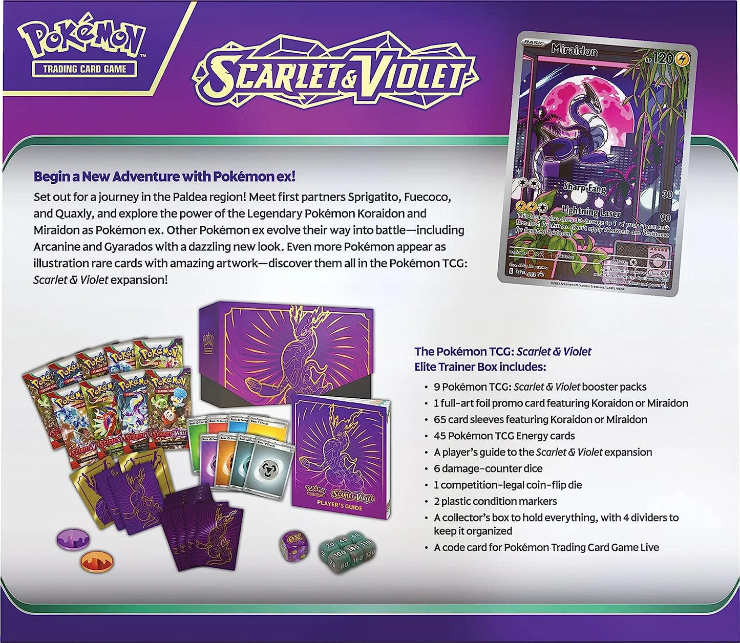 Pokemon Trading Card Game: Scarlet & Violet Elite Trainer Box - Easy to Play (Red or Purple)