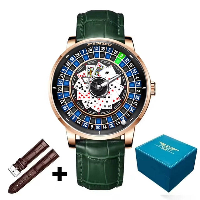 Roulette Series Watch Men'S Poker Fully Automatic Mechanical Watch Luminous Trendy Men'S Watch Large Dial Watch