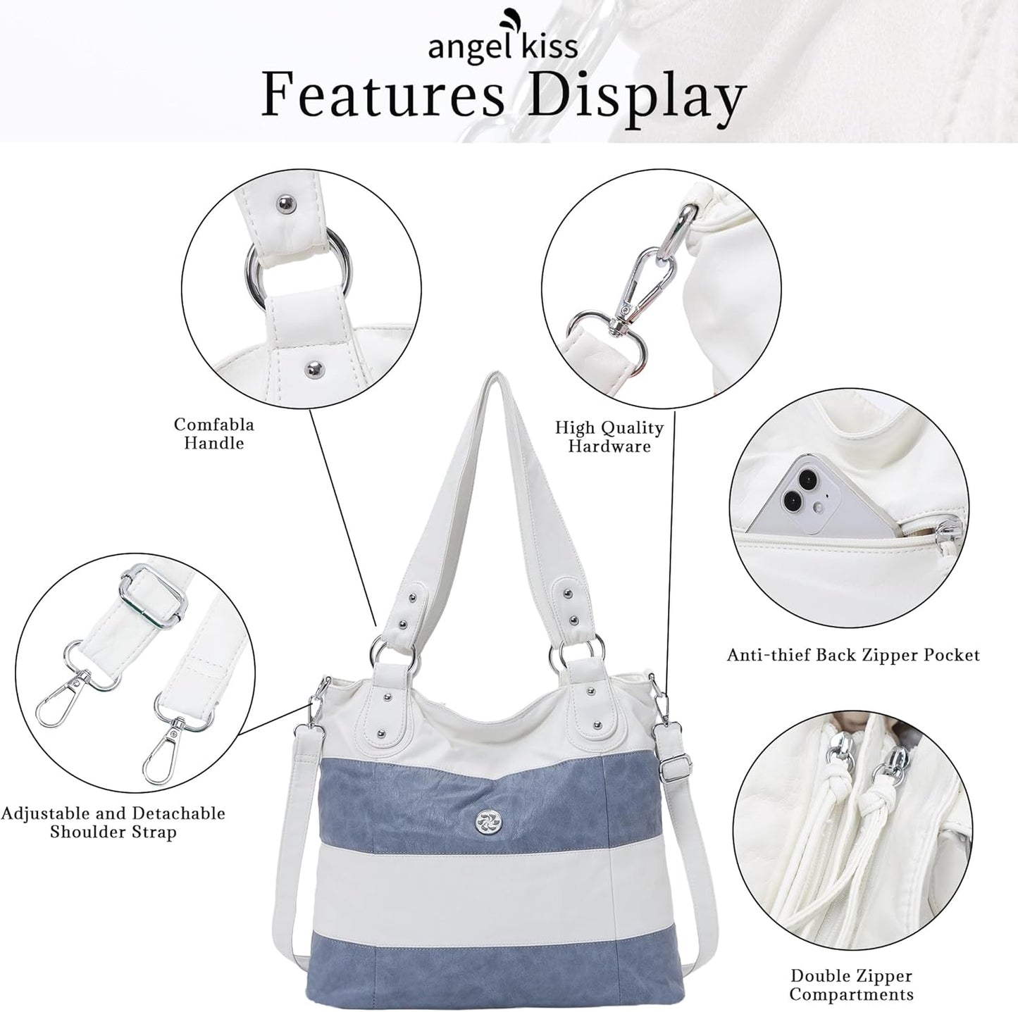 Hobo Purses for Women Multi-Color Striped Lattice Cross Body Shoulder Purse Bag Tote Handbag