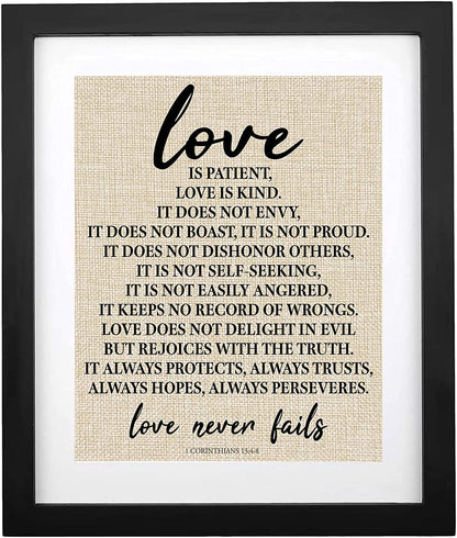 - 1 Corinthians 13, Love Is Patient Love Is Kind Christian Canvas Wall Art Farmhouse Wall Sign